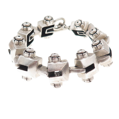 Lisa Jenks 925 Sterling Silver Vintage Modenrist Oxidized Bracelet 6.25"