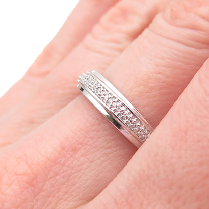 925 Sterling Silver Round-Cut C Z Half Eternity Ring Size 6.75