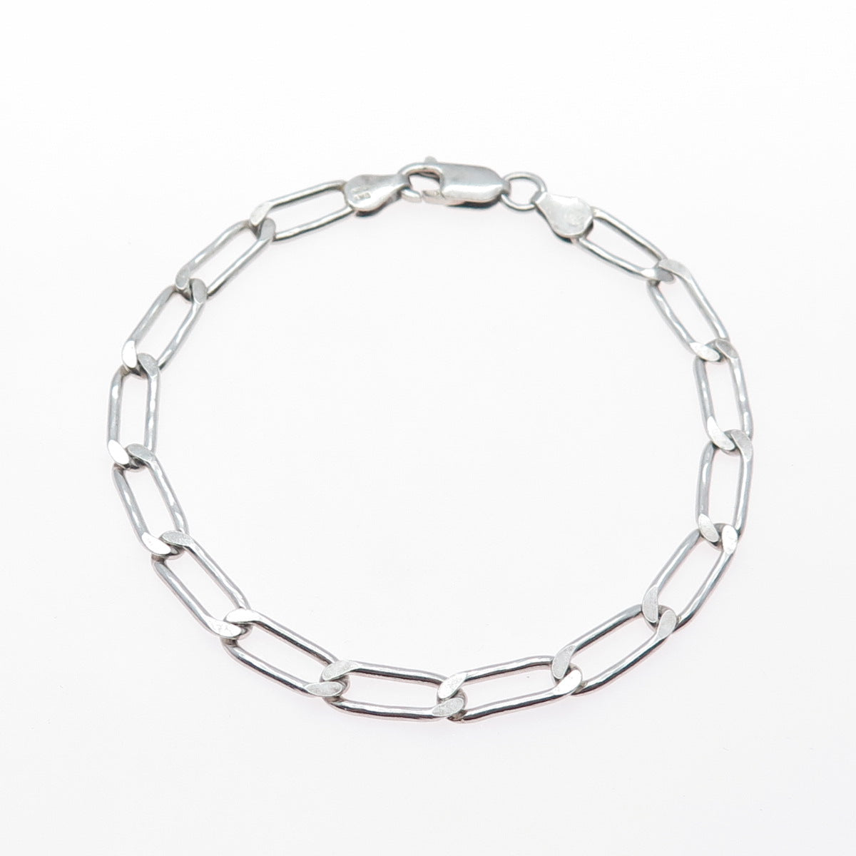 925 Sterling Silver Vintage Italy Paperclip Link Bracelet 7.75"
