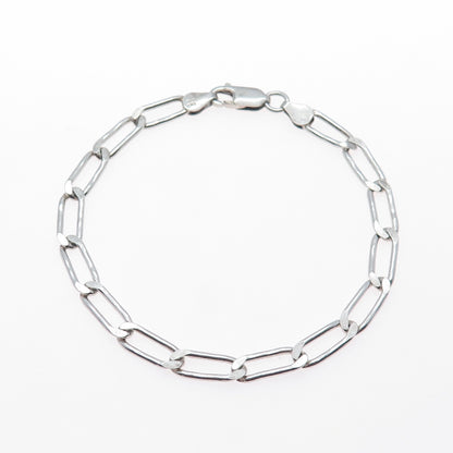 925 Sterling Silver Vintage Italy Paperclip Link Bracelet 7.75"
