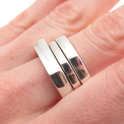 Gucci Sterling Silver Vintage Italy SET of 3 Hexagon Stackable Rings Size 8.75