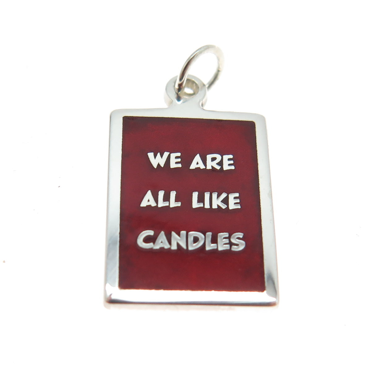 925 Sterling Silver Enamel "We Are All Like Candles" Minimalist Charm Pendant