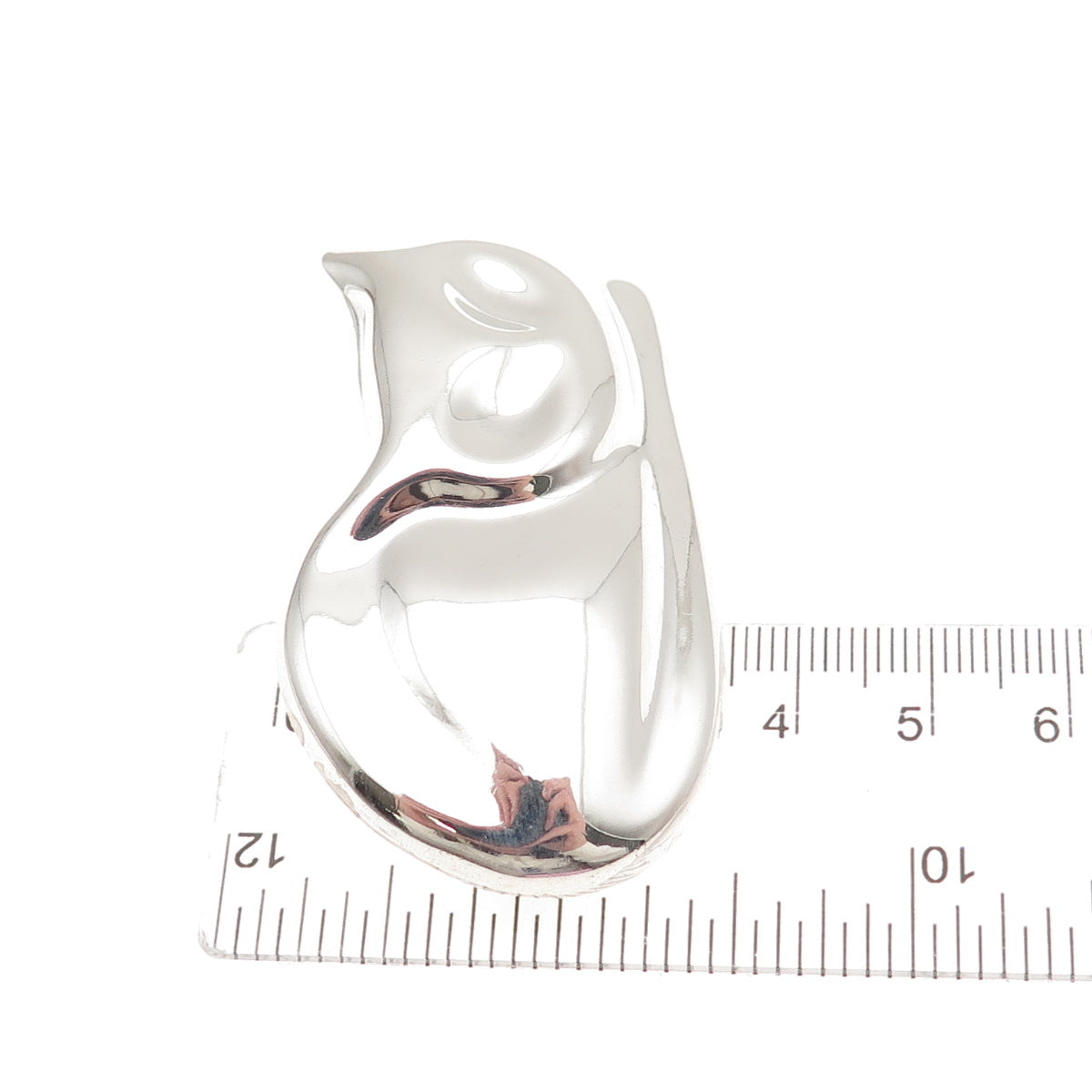 925 Sterling Silver Vintage Mexico Cat Puffy Pin Brooch