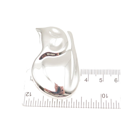 925 Sterling Silver Vintage Mexico Cat Puffy Pin Brooch