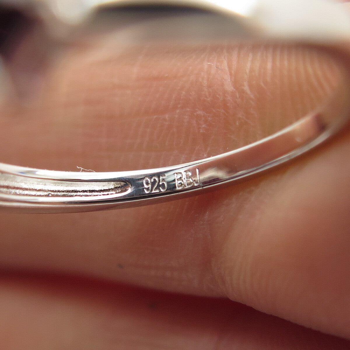 925 Sterling Silver Lab-Created Sapphire & Real White Topaz Ring Size 8