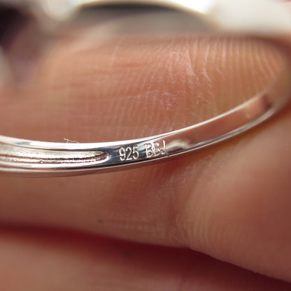 925 Sterling Silver Lab-Created Sapphire & Real White Topaz Ring Size 8