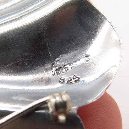 925 Sterling Silver Vintage Mexico Ribbed Pin Brooch
