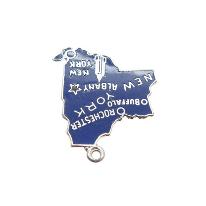 ART'S ELEGANCE 925 Sterling Silver Vintage Enamel New York Charm Pendant
