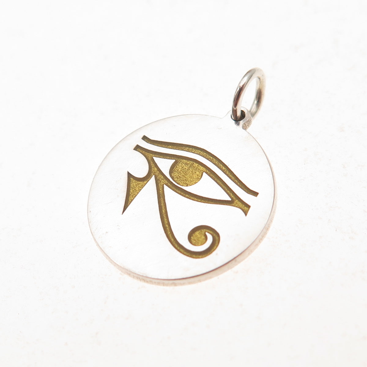 925 Sterling Silver Yellow Enamel Egyptian Eye of Horus Charm Pendant