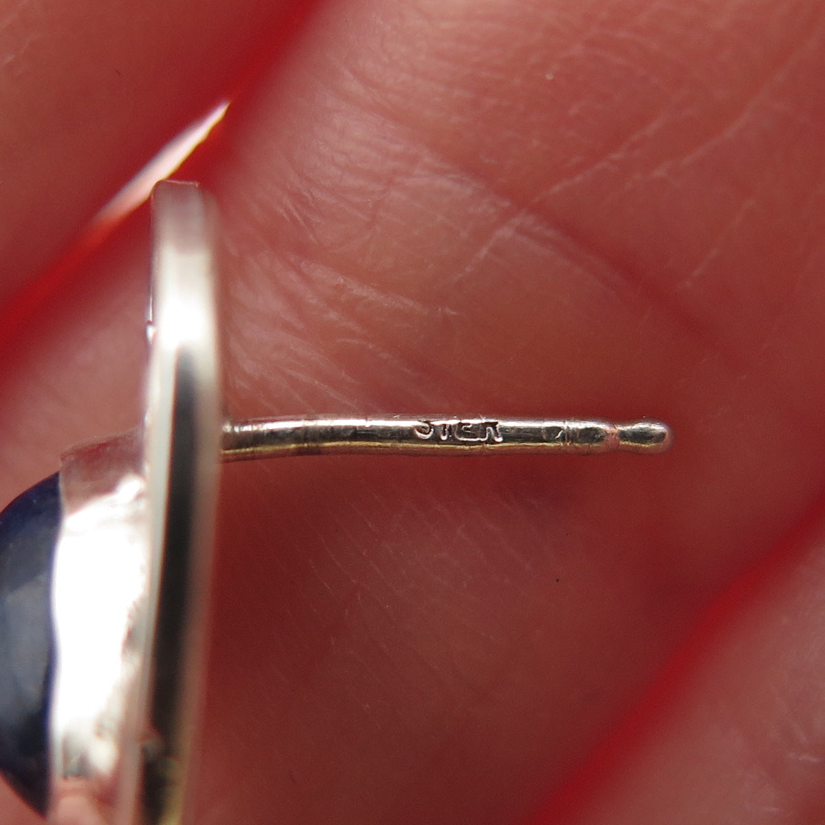 925 Sterling Silver Vintage Real Sodalite Modernist Ornate Claw Earrings