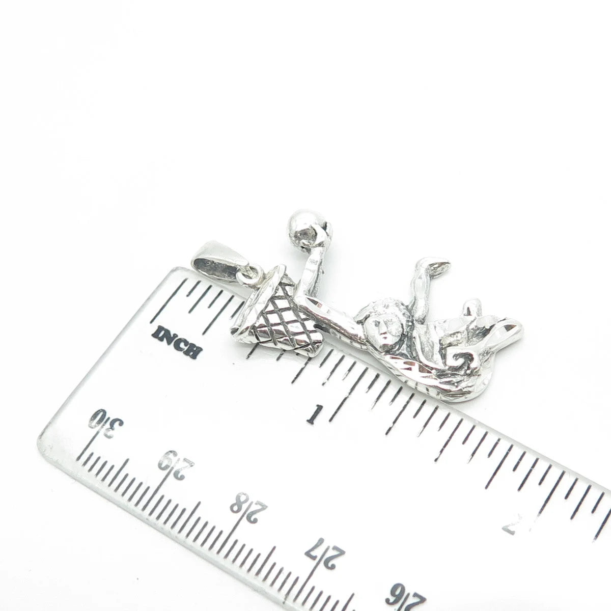 925 Sterling Silver Vintage Basketball Player Pendant