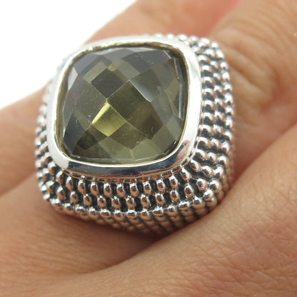 CLYDE DUNEIER Sterling Silver Vintage Real Citrine Mesh Statement Ring Size 6.25