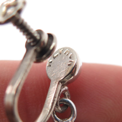 925 Sterling Silver Vintage Mexico Modernist Cross Screw Back Dangle Earrings