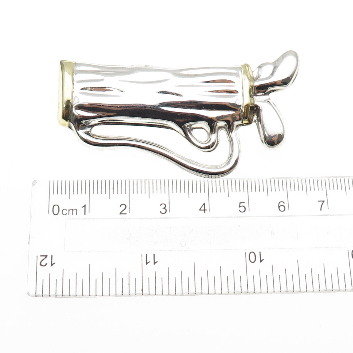 925 Sterling Silver 2-Tone Vintage Mexico Golf Club Pin Brooch