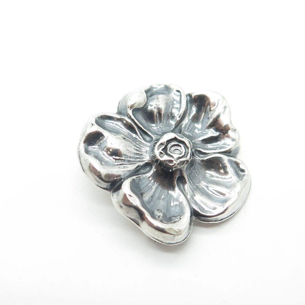 925 Sterling Silver Antique Art Deco Tropical Floral Hollow Pin Brooch