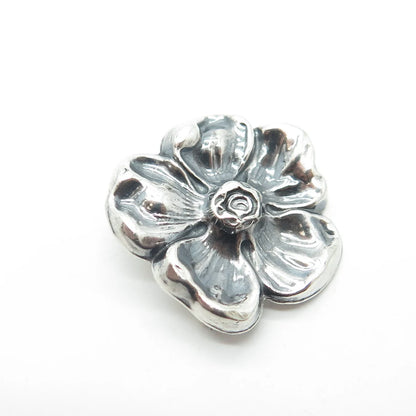 925 Sterling Silver Antique Art Deco Tropical Floral Hollow Pin Brooch