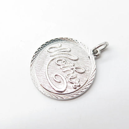GRIFFITH & SONS 925 Sterling Silver Vintage "Mother" Round Medal Pendant