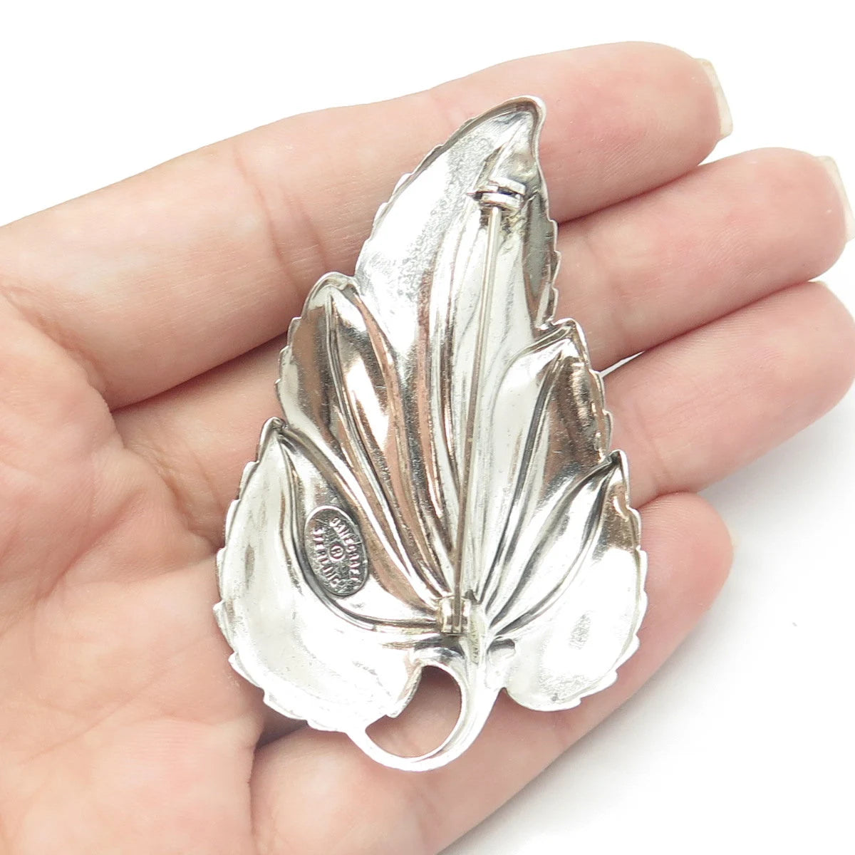 925 Sterling Silver Vintage Danecraft Leaf Floral Pin Brooch