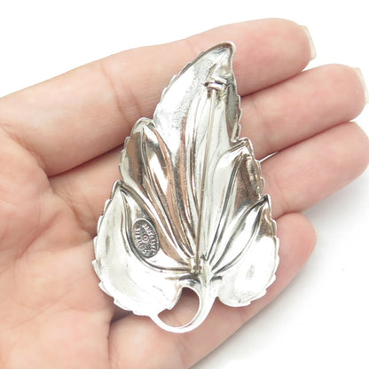 925 Sterling Silver Vintage Danecraft Leaf Floral Pin Brooch