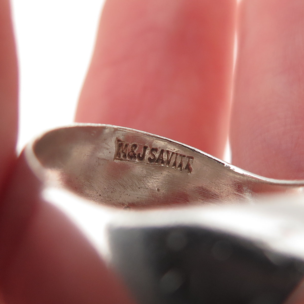 M&J Savitt 925 Sterling Silver Vintage Signet Oxidized Ring Size 6.5