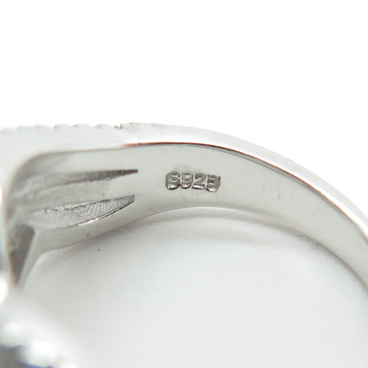 925 Sterling Silver Pave C Z Wavy Ring Size 6.25