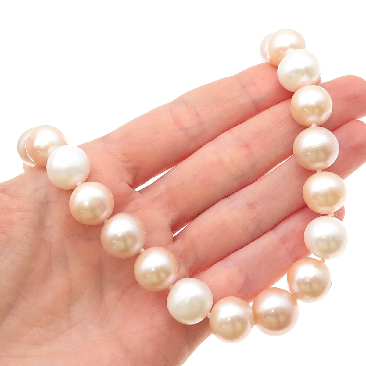 925 Sterling Silver Vintage WW Real Pearl Beaded Necklace 20"