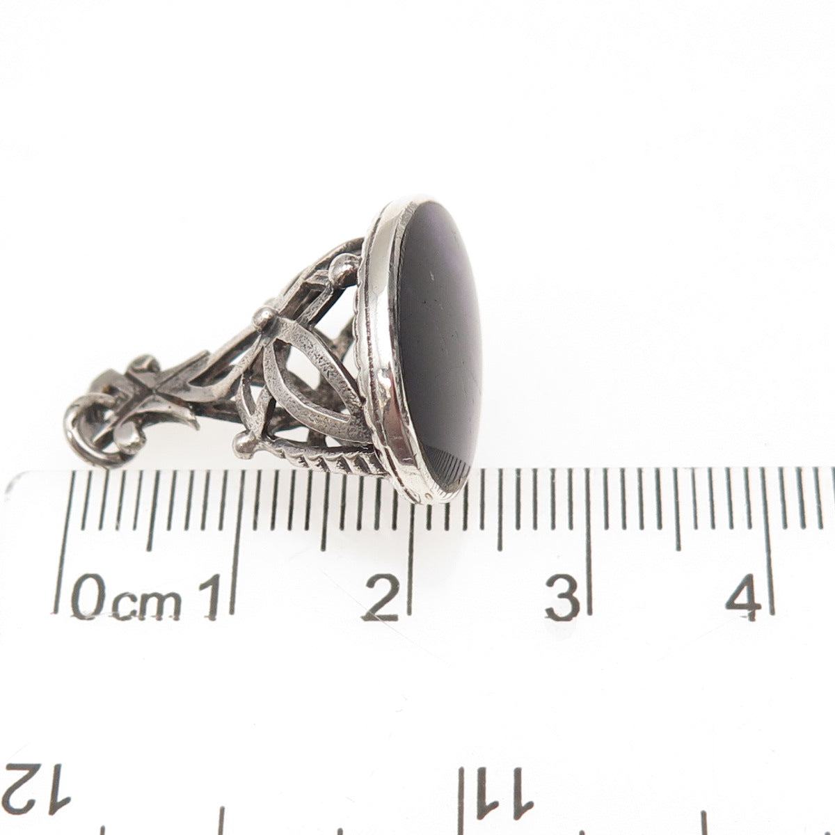 925 Sterling Silver Antique Victorian Real Amethyst Chatelaine Fob Charm Pendant