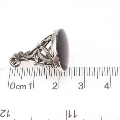 925 Sterling Silver Antique Victorian Real Amethyst Chatelaine Fob Charm Pendant