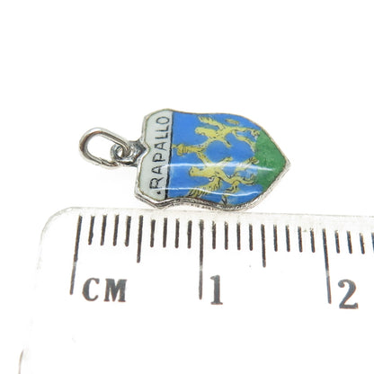 FRITZ REU & CO. 800 Silver Vintage Enamel Rapallo Italy Minimalist Charm Pendant