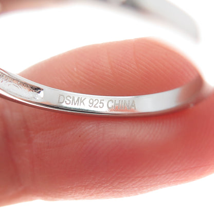 DSMK 925 Sterling Silver Real Amethyst & White Topaz Gemstone Ring Size 8.25