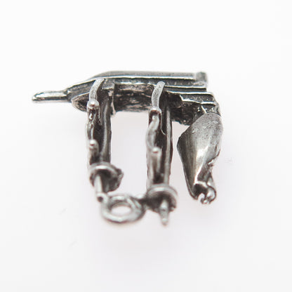 925 Sterling Silver Vintage Sailing Ship Minimalist 3D Charm Pendant