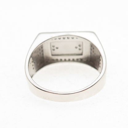 925 Sterling Silver Black Enamel & Round-Cut C Z Geometric Ring Size 11.25