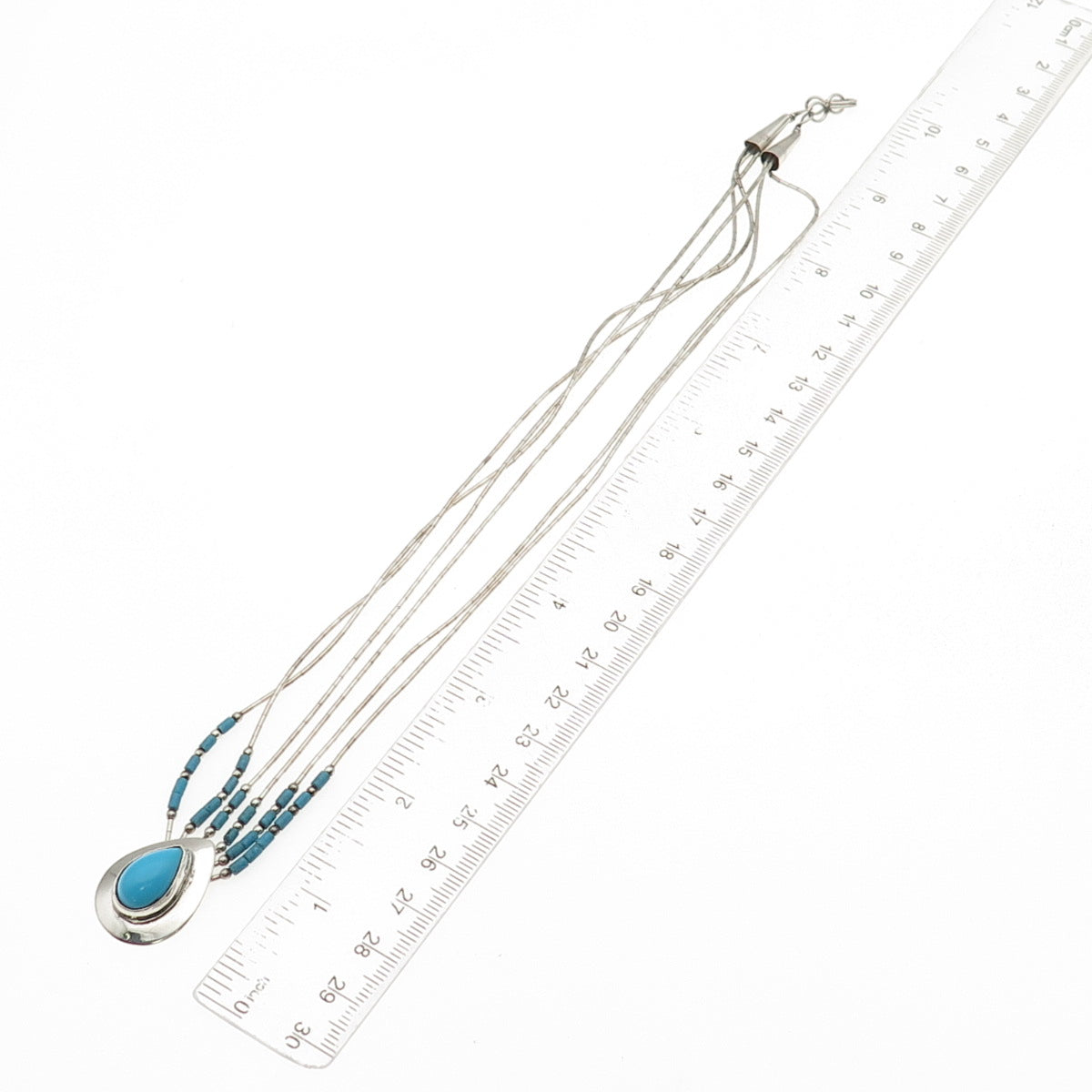 Sensa Eustace Zuni Old Pawn Sterling Vintage Turquoise Liquid Chain Necklace 18"