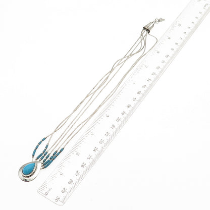 Sensa Eustace Zuni Old Pawn Sterling Vintage Turquoise Liquid Chain Necklace 18"