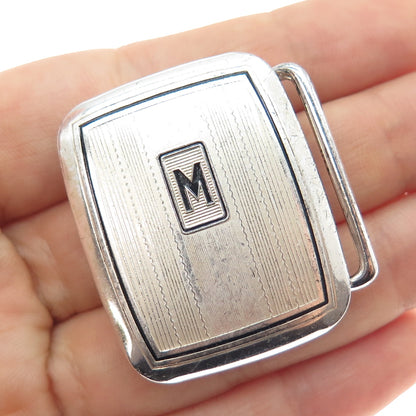 HICKOK Sterling Silver & Bronze Antique Art Deco Letter M Oxidized Belt Buckle