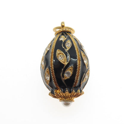 RAFKA Retired Sterling Silver Vermeil Enamel Rhinestone Easter Egg Charm Pendant