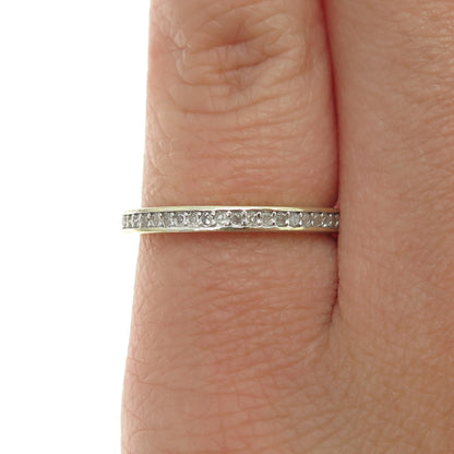 925 Sterling Silver Gold Plated Real Round-Cut Diamond Half Eternity Ring Size 5