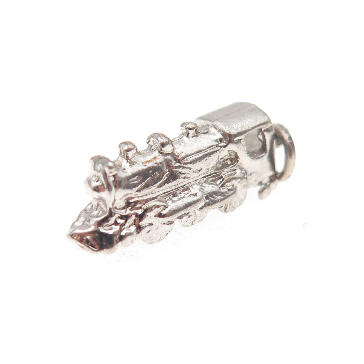 925 Sterling Silver Vintage Steam Engine Train 3D Mini Charm Pendant