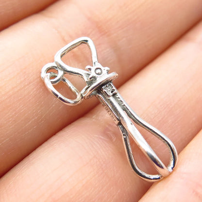 925 Sterling Silver Vintage Old Fashioned Hand Mixer Modernist Pendant