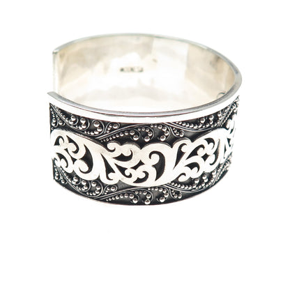 LOIS HILL 925 Sterling Silver Vintage Granulated Scroll Adjustable Bracelet 7.5"