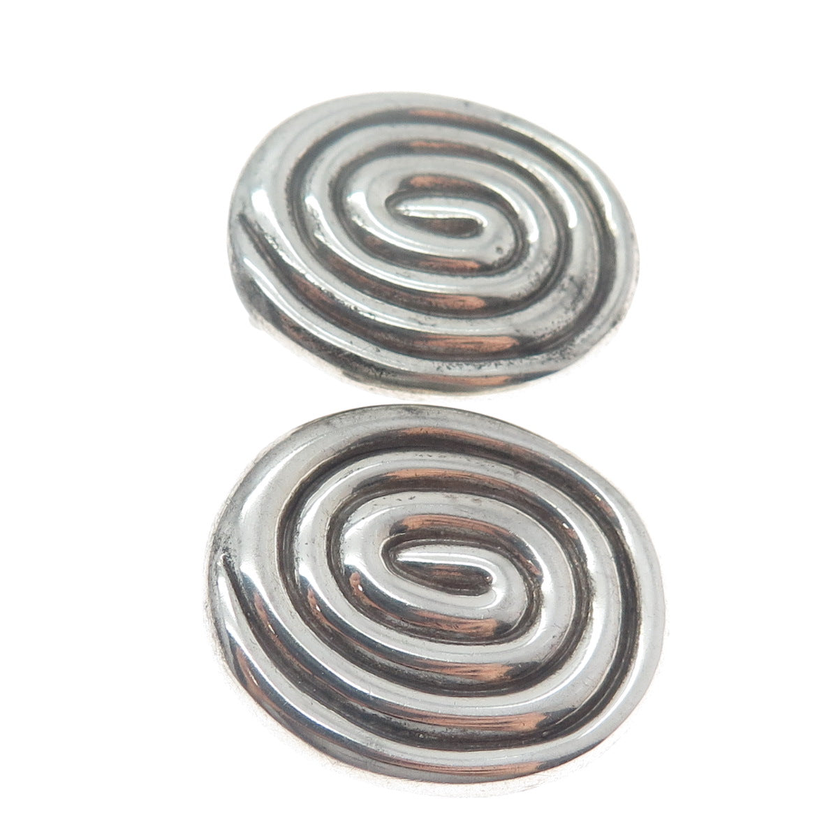 FREDERIC JEAN DUCLOS 925 Sterling Vintage Spiral Oxidized Clip On Earrings