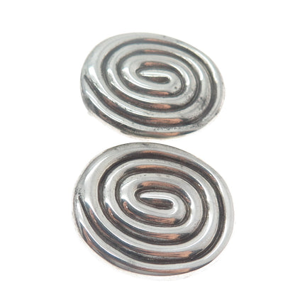 FREDERIC JEAN DUCLOS 925 Sterling Vintage Spiral Oxidized Clip On Earrings