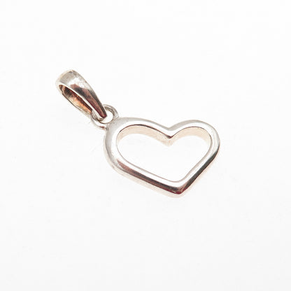 925 Sterling Silver Vintage Open Heart Mini Charm Pendant