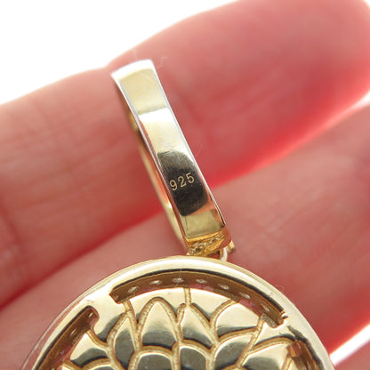 DESIGNS BY YAGI 925 Sterling Silver Gold Plated Round-Cut Shaped C Z Pendant