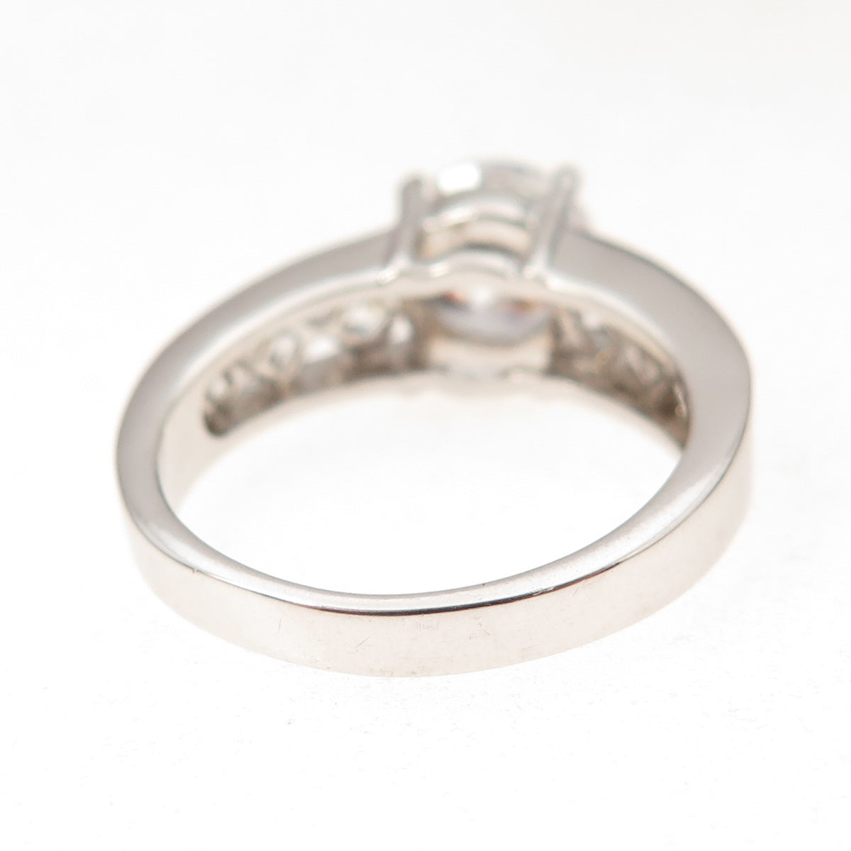 925 Sterling Silver Round & Princess-Cut C Z Engagement Ring Size 9