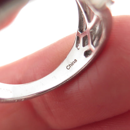 Chuck Clemency 925 Sterling Lab-Created Ruby & Real White Topaz Ring Size 7.25