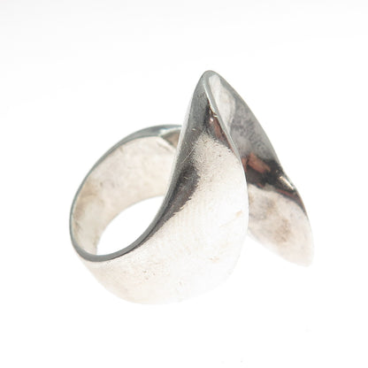 925 Sterling Silver Vintage Mexico Modernist Wavy Oxidized Ring Size 5.5