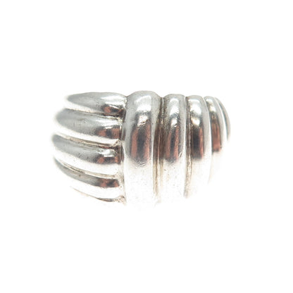 CHARLES WINSTON 925 Sterling Silver Vintage Modernist Ribbed Dome Ring Size 7