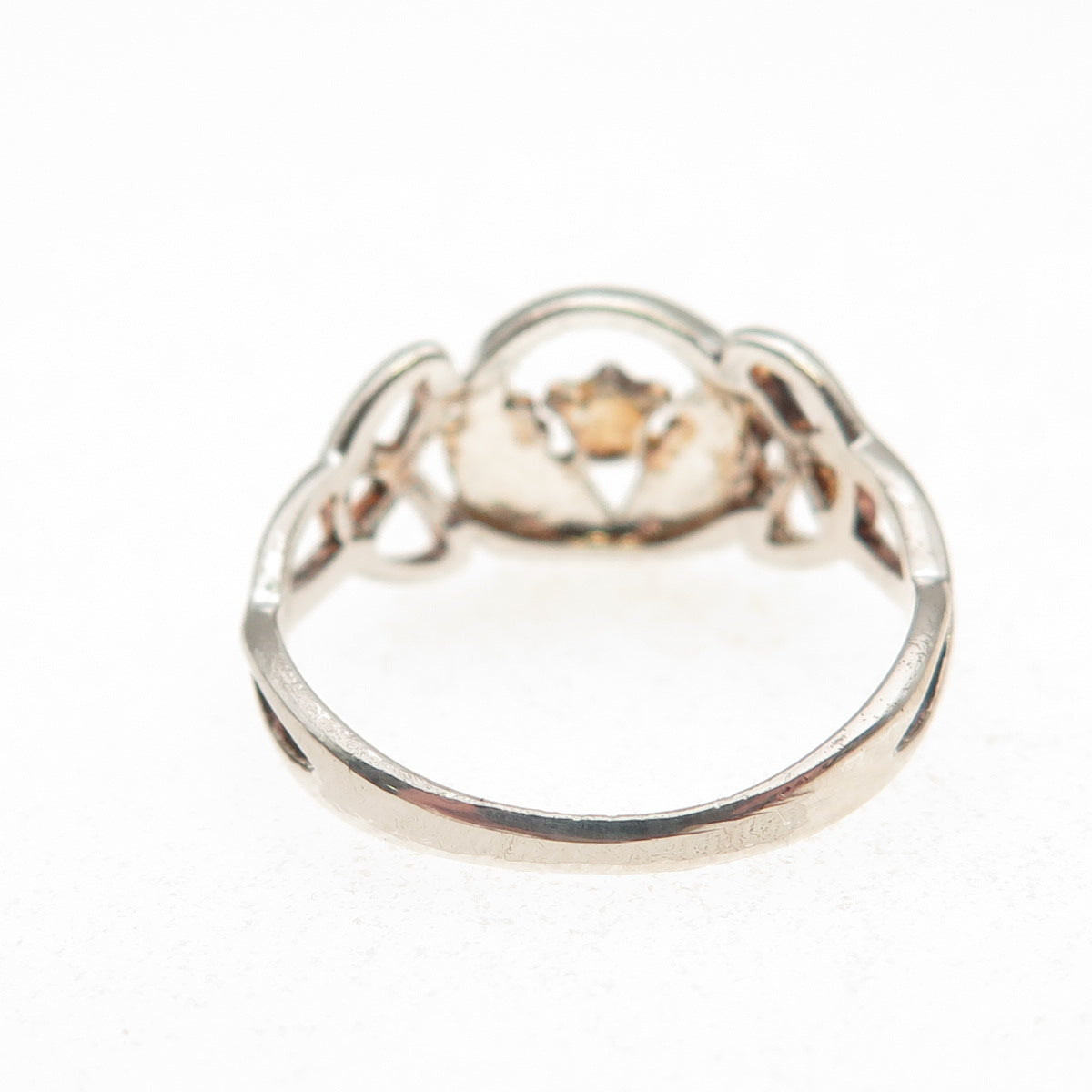 925 Sterling Silver Vintage Irish Claddagh Celtic Trinity Knot Ring Size 6.75