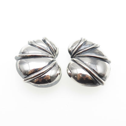 CHARLES KRYPELL 925 Sterling Silver Vintage Modernist Oxidized Clip On Earrings
